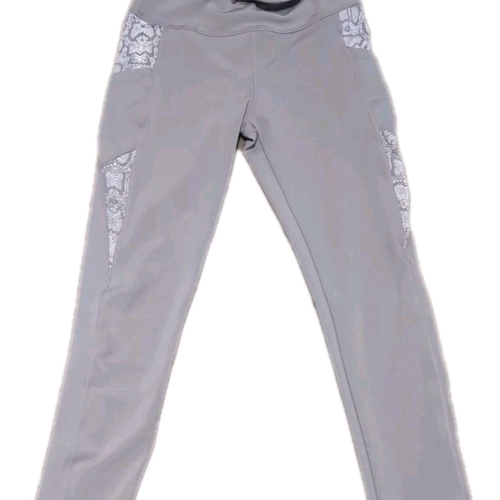 BSP Active Women’s Full Length Leggings  Snake Print Light Grey Size L